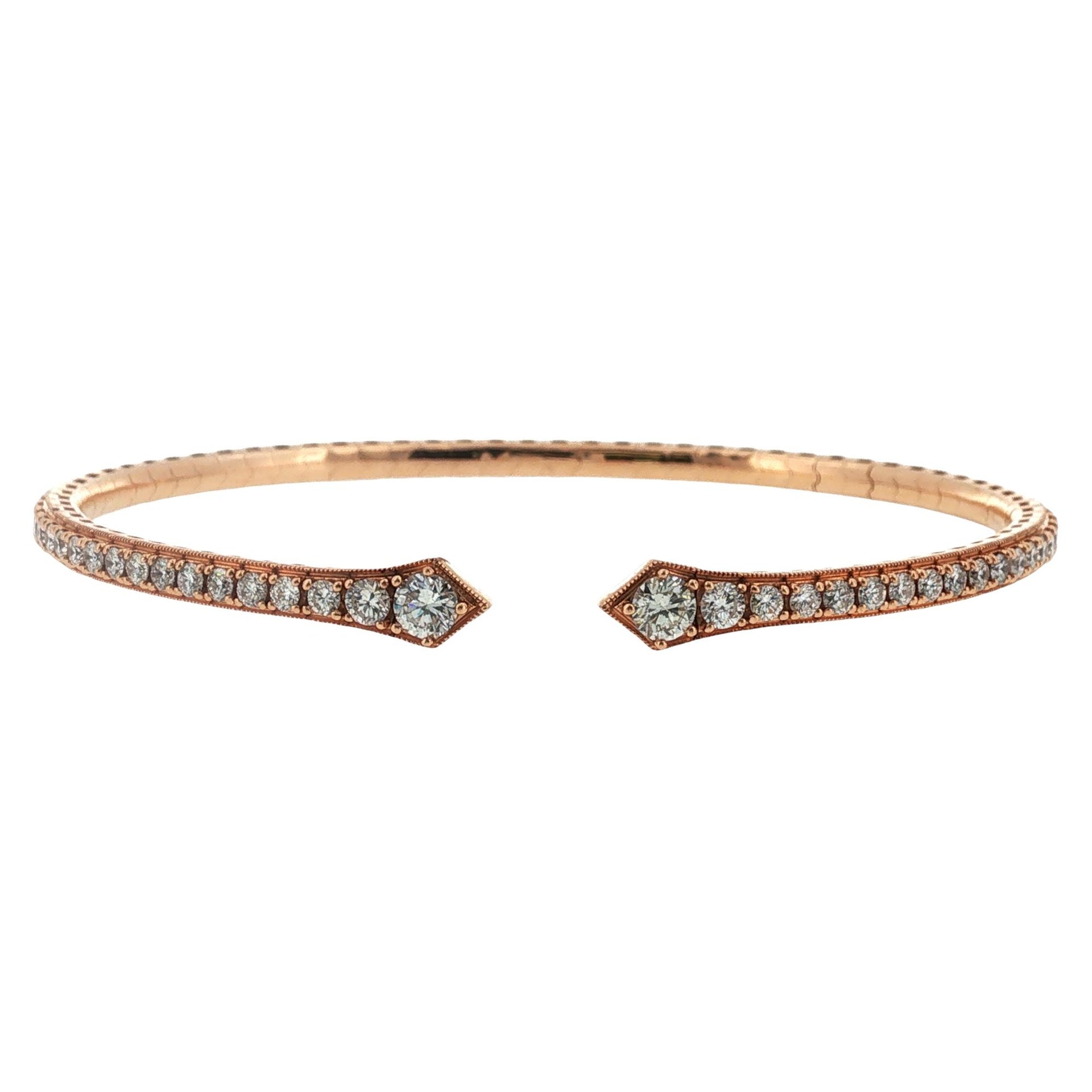 Flexible Diamond Cuff 18 Karat Rose Gold Modern Bracelet New