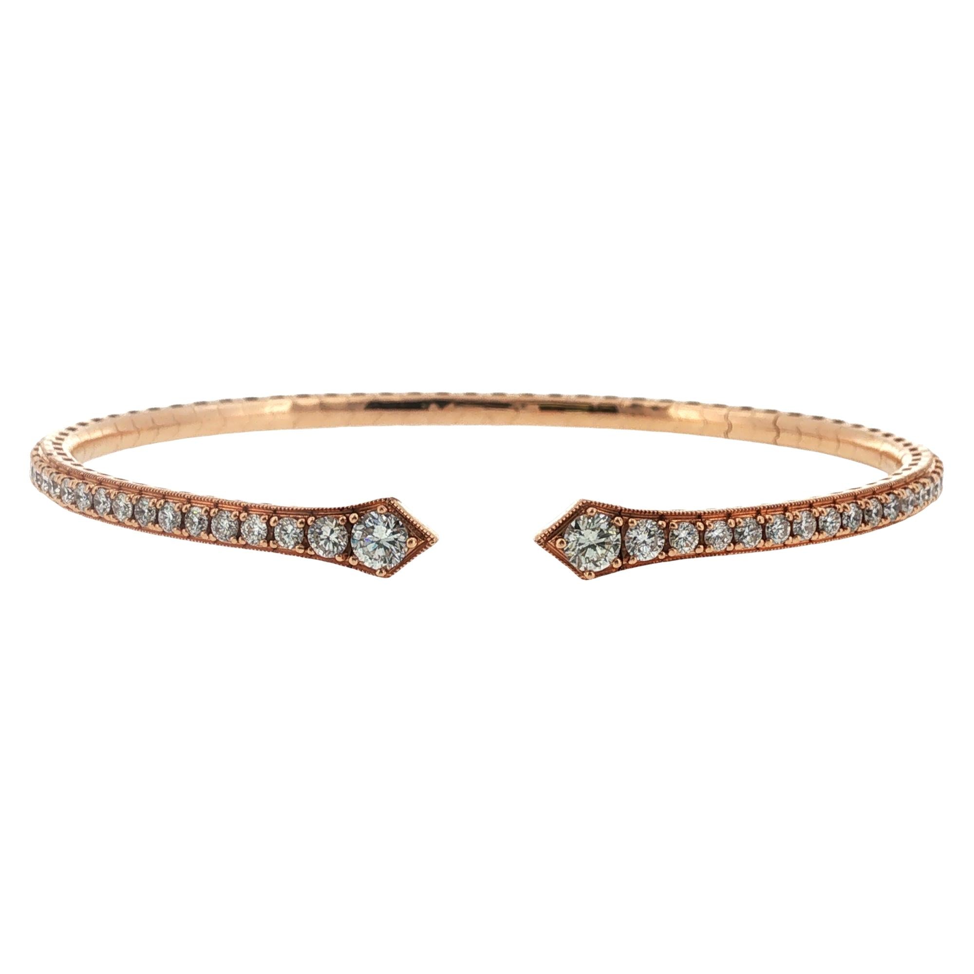 Flexible Diamond Cuff 18 Karat Rose Gold Modern Bracelet New