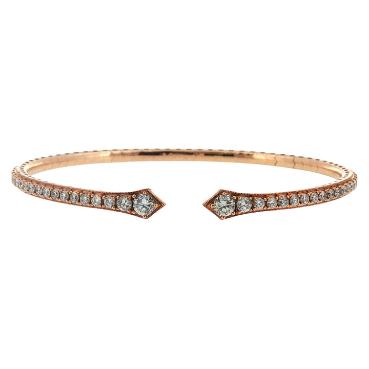 Flexible Diamond Cuff 18 Karat Rose Gold Modern Bracelet New