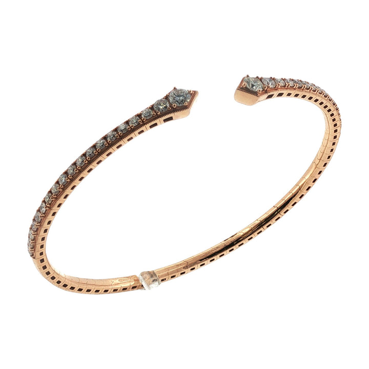 Flexible Diamond Cuff 18 Karat Rose Gold Modern Bracelet New