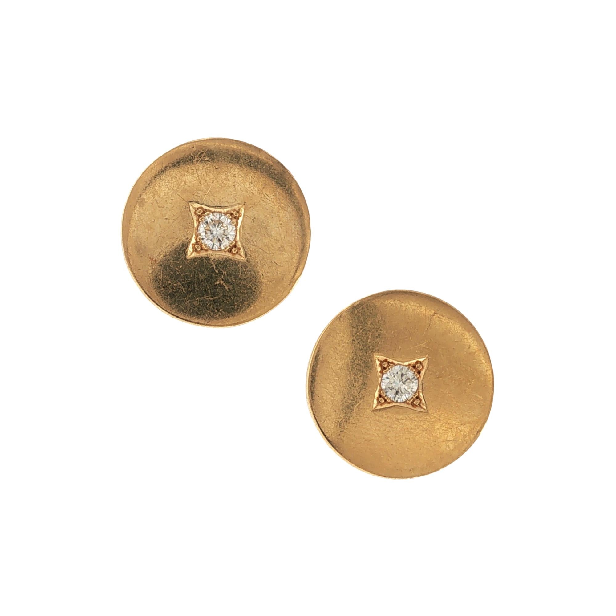 1960's Italian Diamond Disc Ear Clip Vintage Earrings