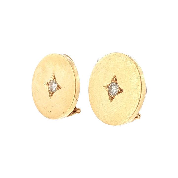 1960's Italian Diamond Disc Ear Clip Vintage Earrings