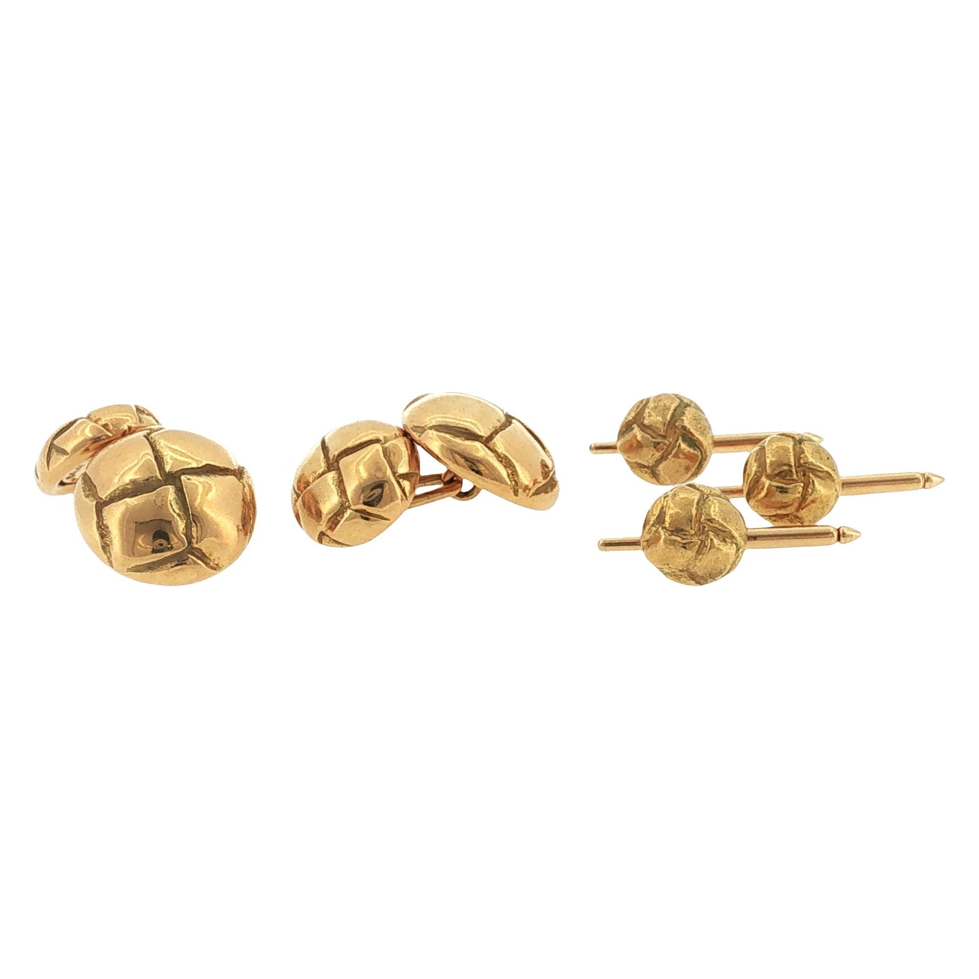 Tiffany & Co. 18 Karat Yellow Gold Round Button Tuxedo Set Circa 1979