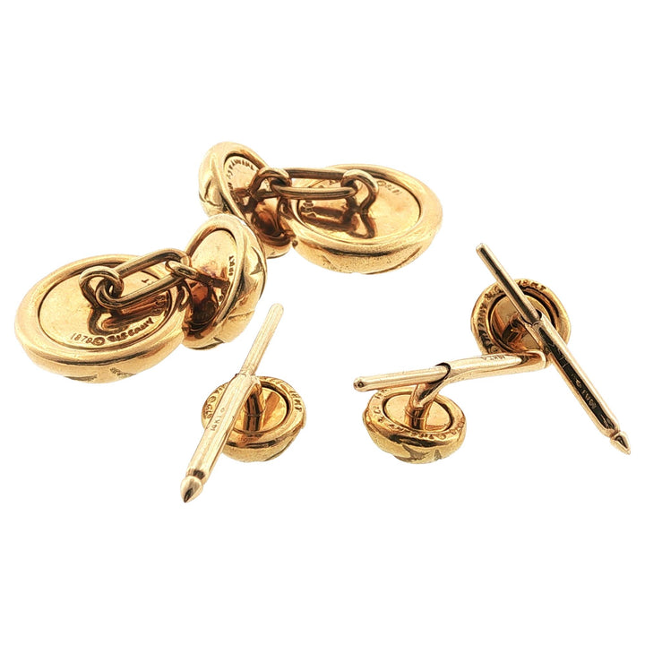 Tiffany & Co. 18 Karat Yellow Gold Round Button Tuxedo Set Circa 1979