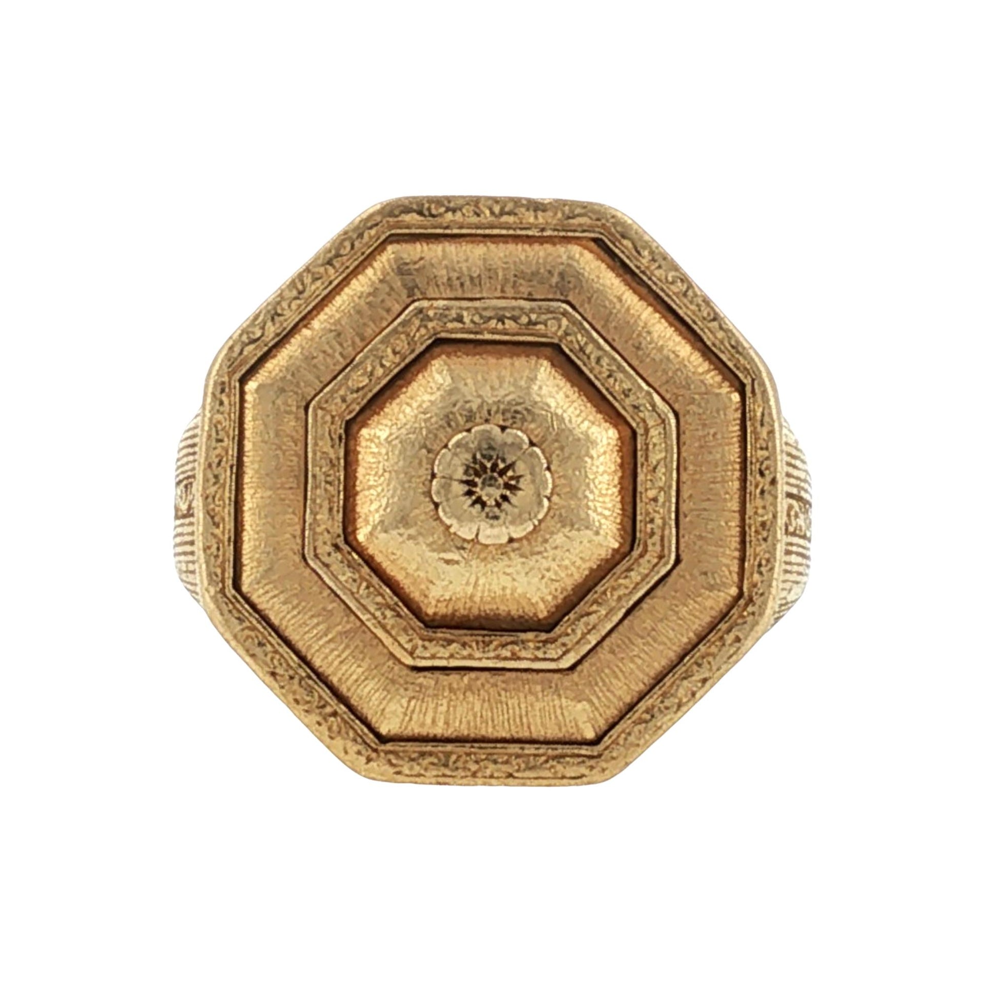 Buccellati Octagonal 18 Karat Yellow Gold Vintage Ring 1980's