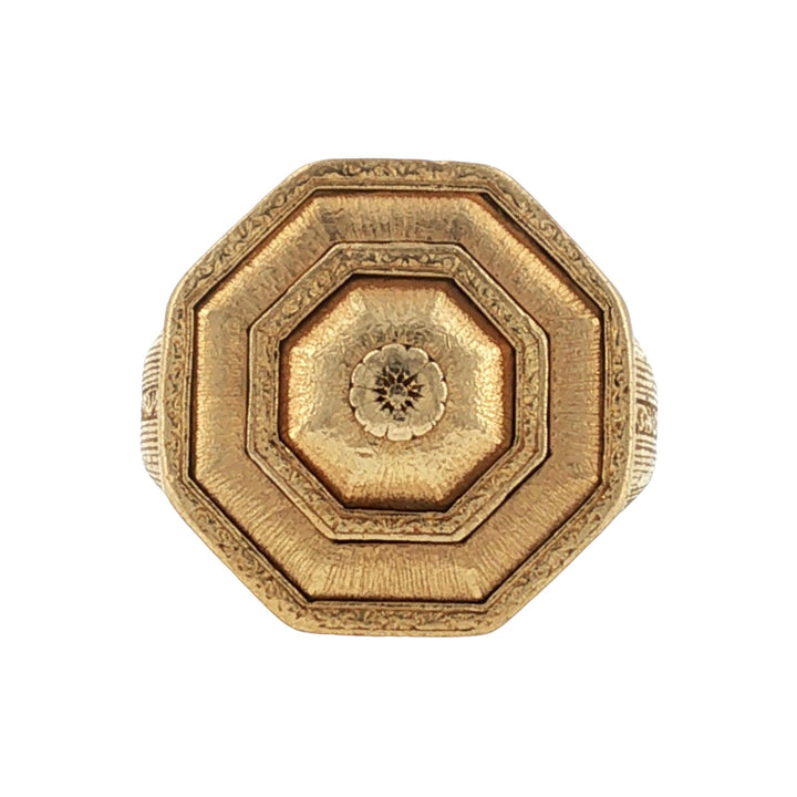 Buccellati Octagonal 18 Karat Yellow Gold Vintage Ring 1980's