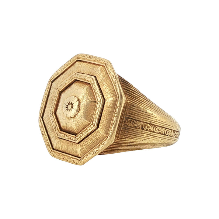 Buccellati Octagonal 18 Karat Yellow Gold Vintage Ring 1980's