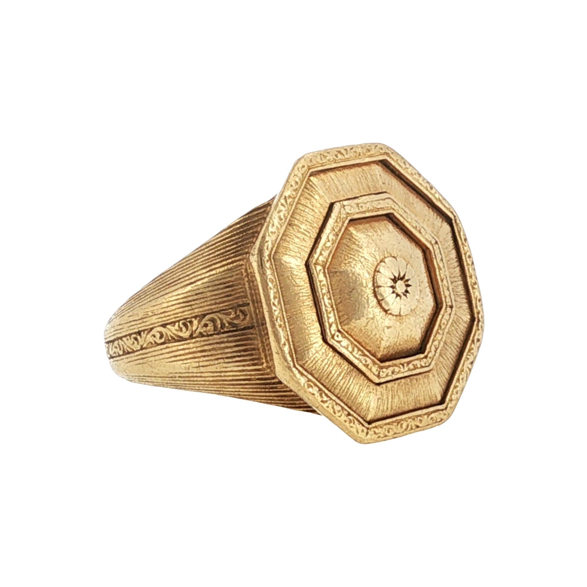 Buccellati Octagonal 18 Karat Yellow Gold Vintage Ring 1980's