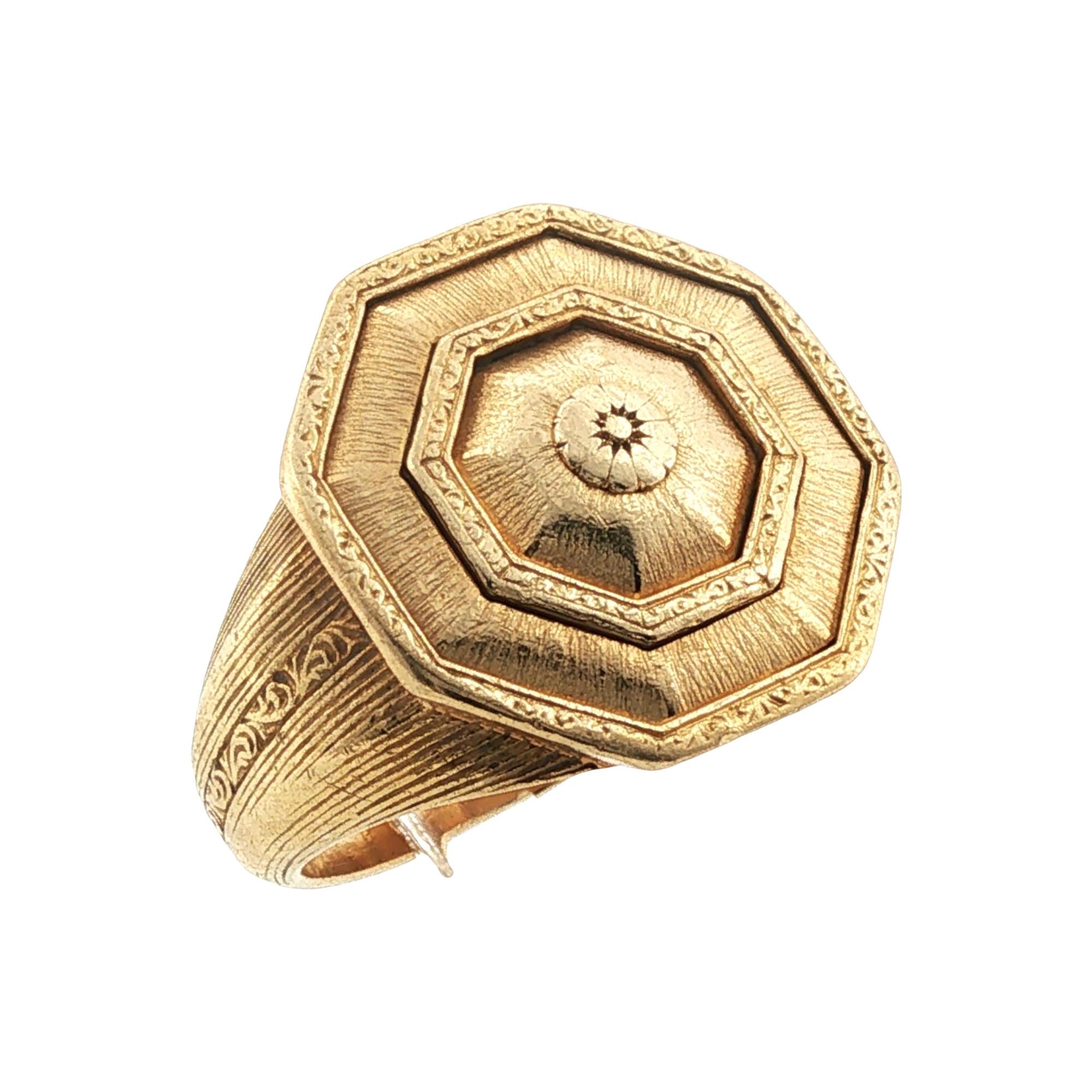 Buccellati Octagonal 18 Karat Yellow Gold Vintage Ring 1980's