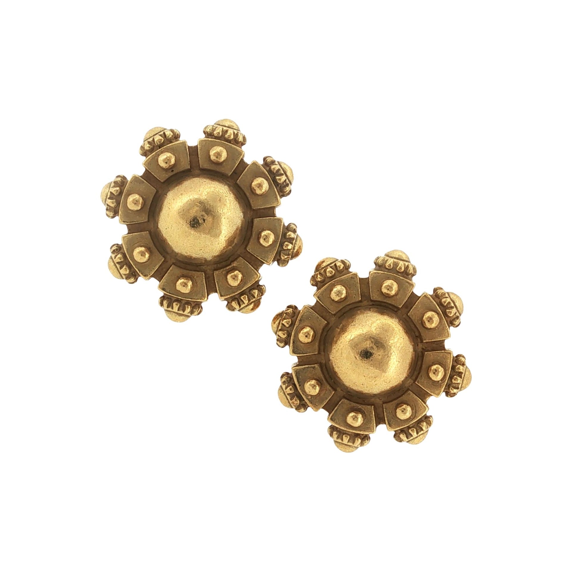 Barry Keiselstein Cord 18 Karat Yellow Gold Circular Earclip Vintage Earrings