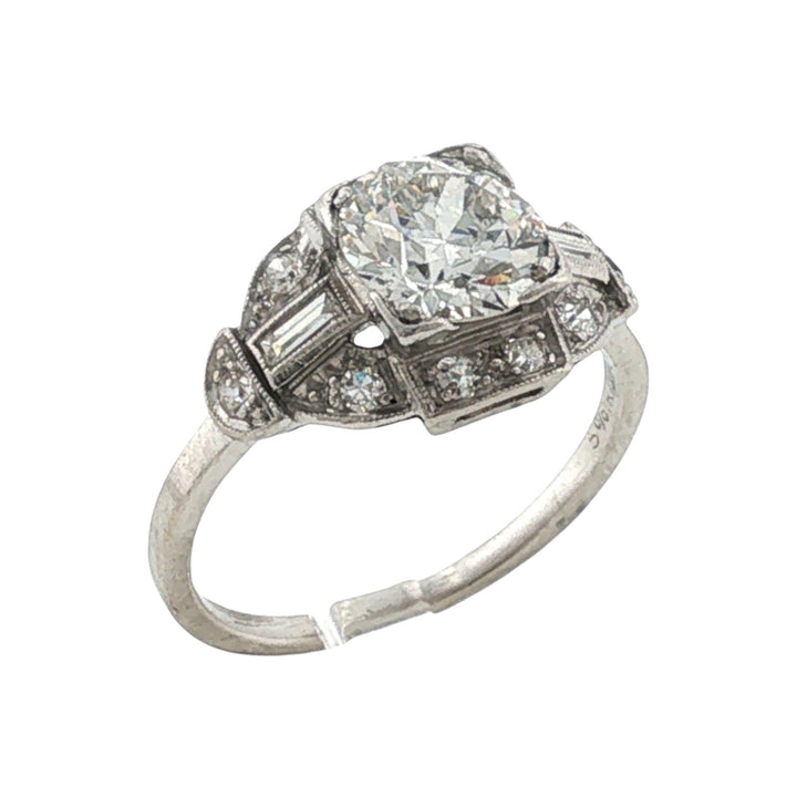 1950's Platinum 1.20 Carat Transitional-Cut Diamond Engagement Ring