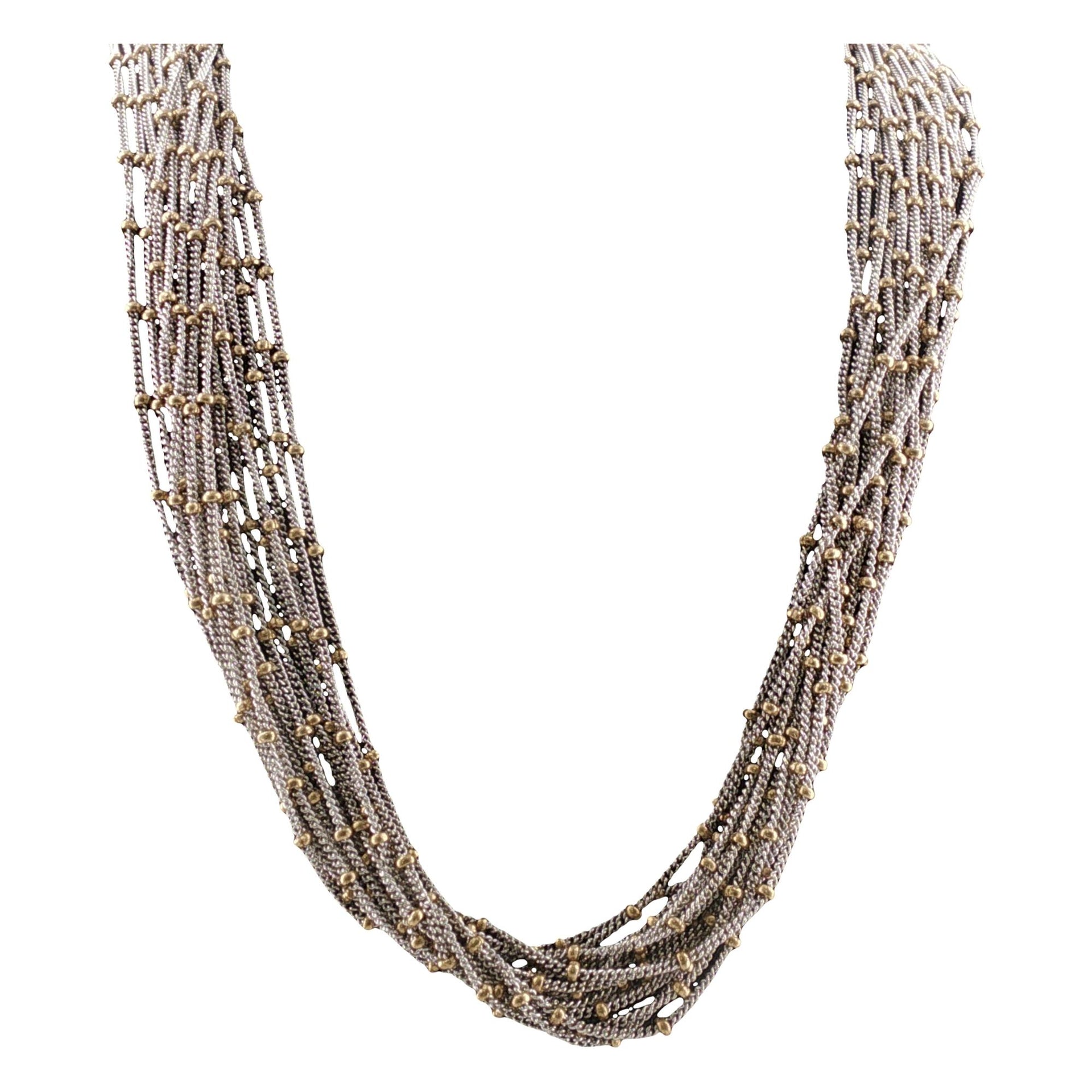 Yvel 18 Karat Two Tone Gold Multi-Strand Necklace 15.5 Inches