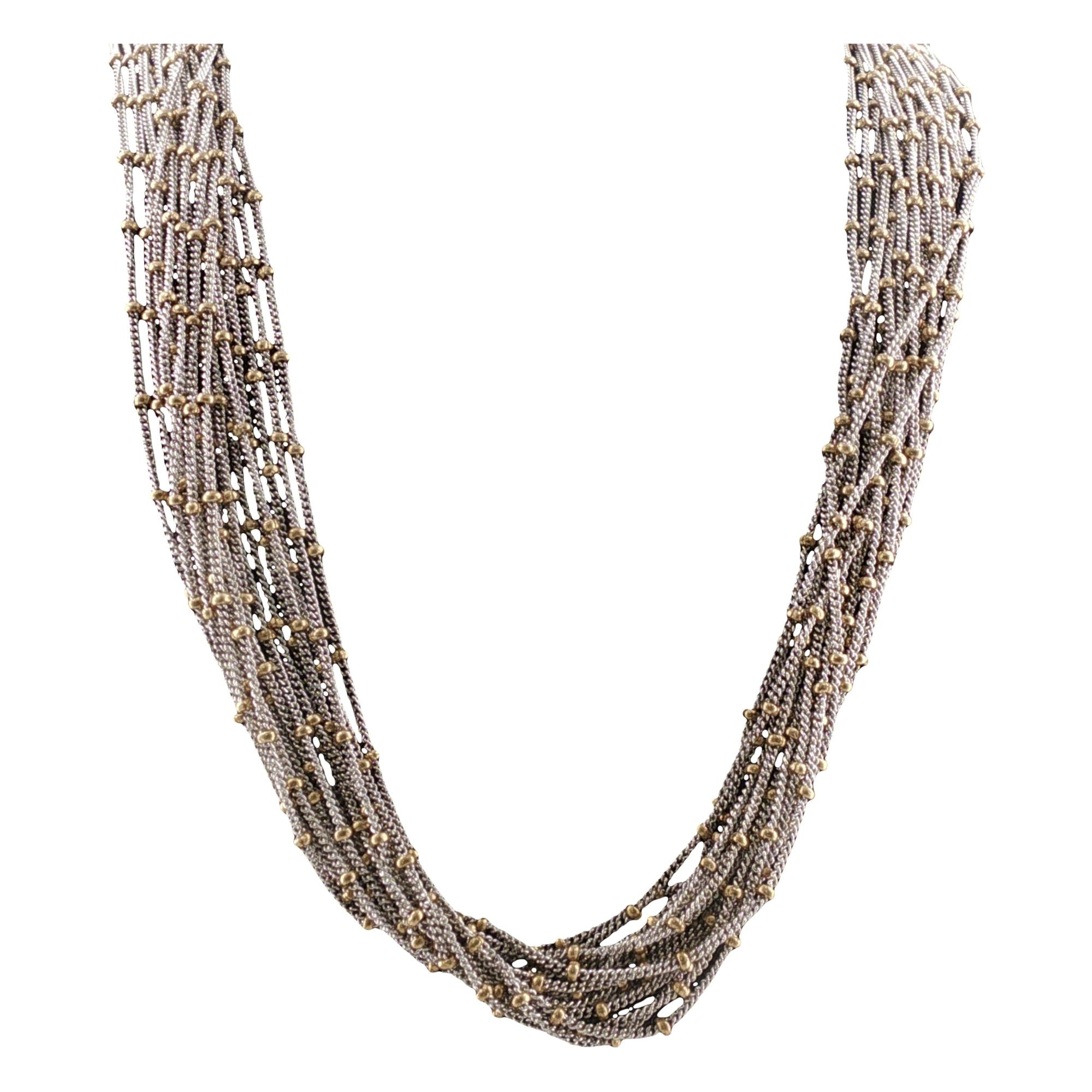 Yvel 18 Karat Two Tone Gold Multi-Strand Necklace 15.5 Inches