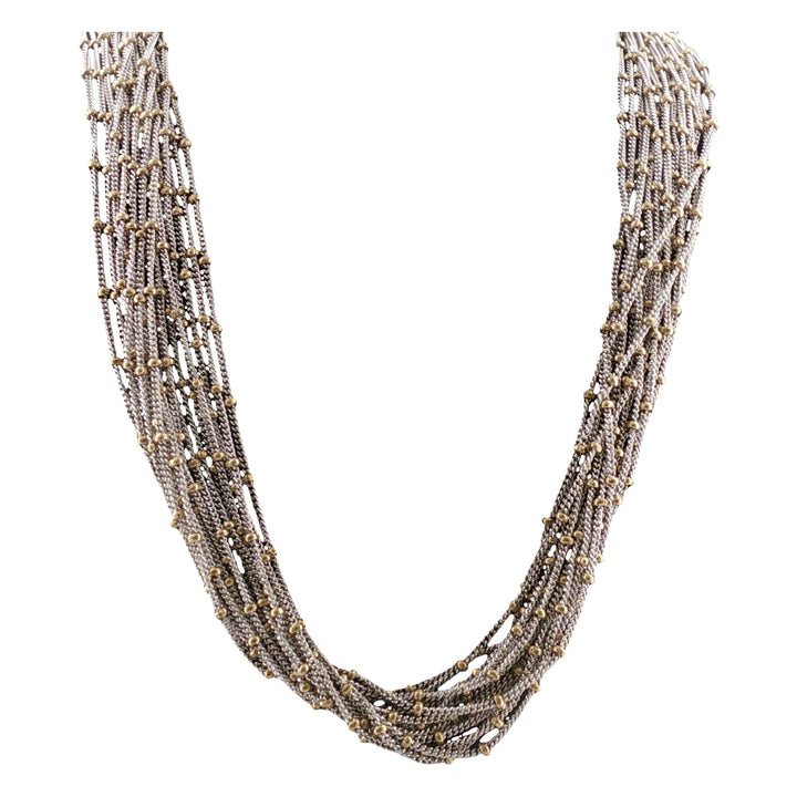 Yvel 18 Karat Two Tone Gold Multi-Strand Necklace 15.5 Inches