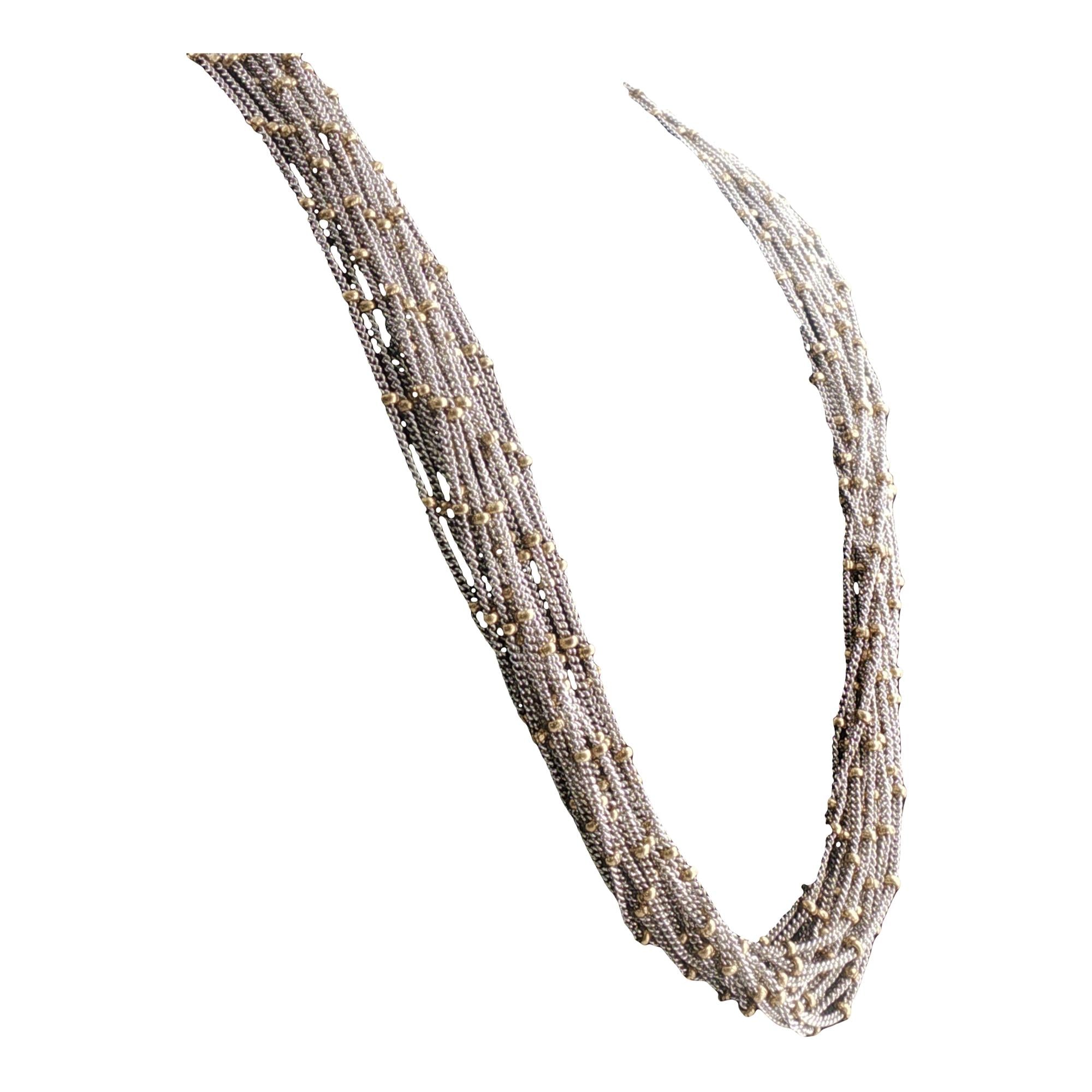 Yvel 18 Karat Two Tone Gold Multi-Strand Necklace 15.5 Inches