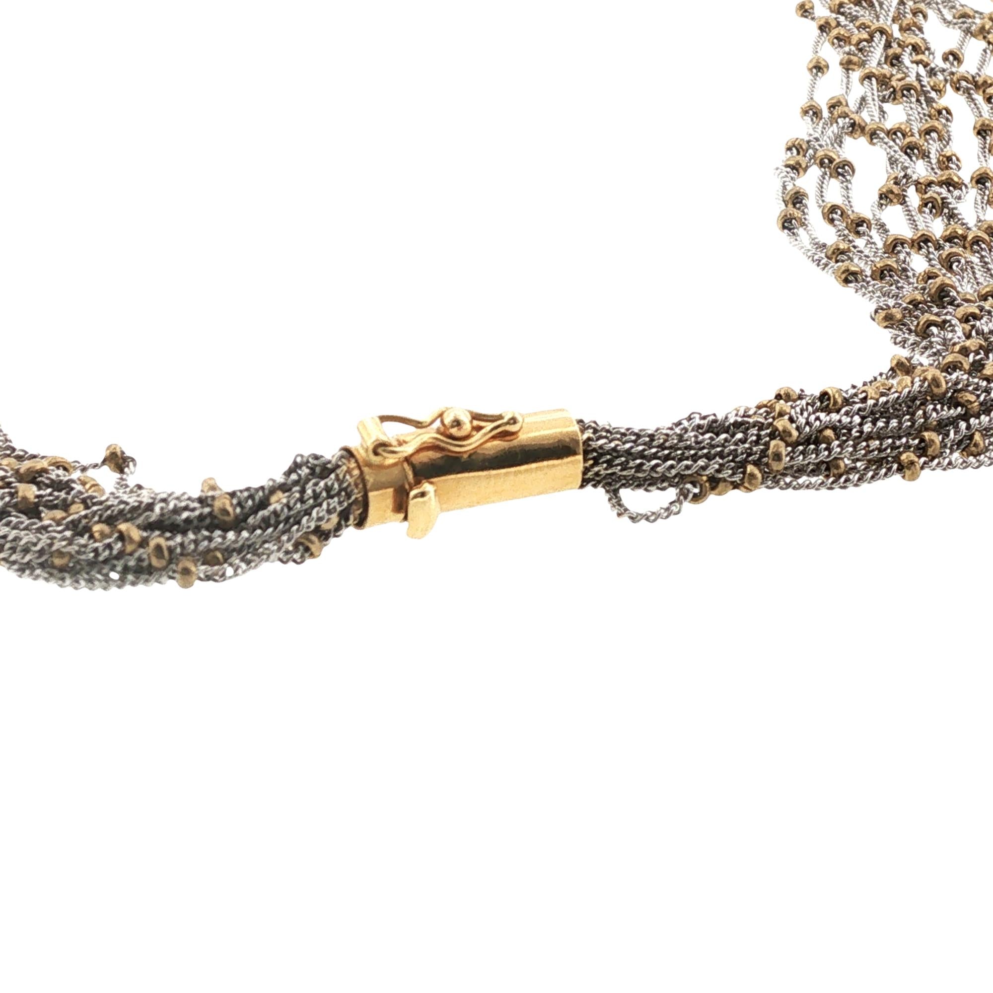 Yvel 18 Karat Two Tone Gold Multi-Strand Necklace 15.5 Inches