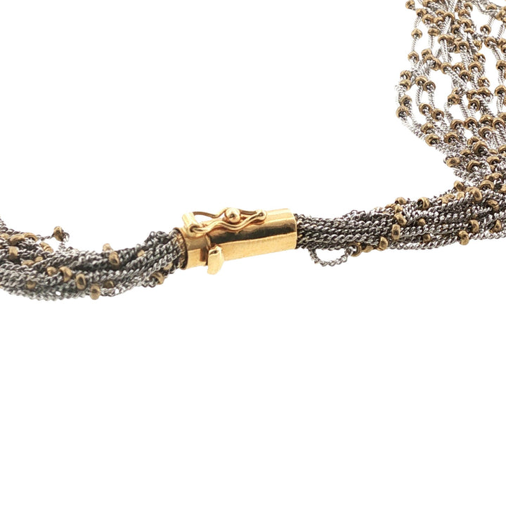 Yvel 18 Karat Two Tone Gold Multi-Strand Necklace 15.5 Inches