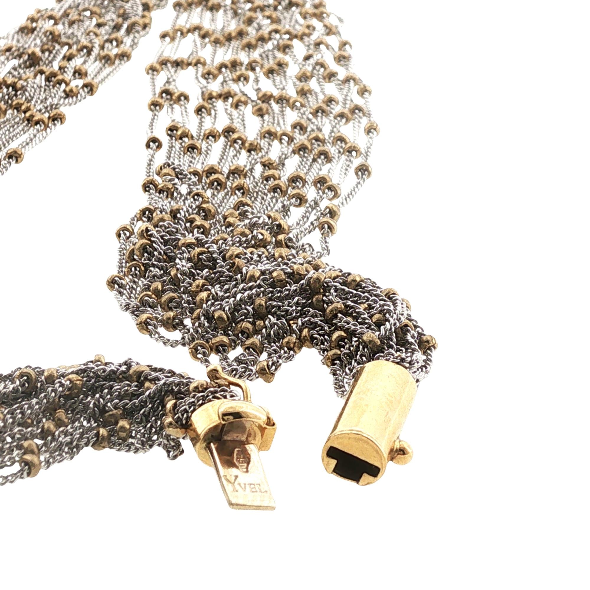 Yvel 18 Karat Two Tone Gold Multi-Strand Necklace 15.5 Inches