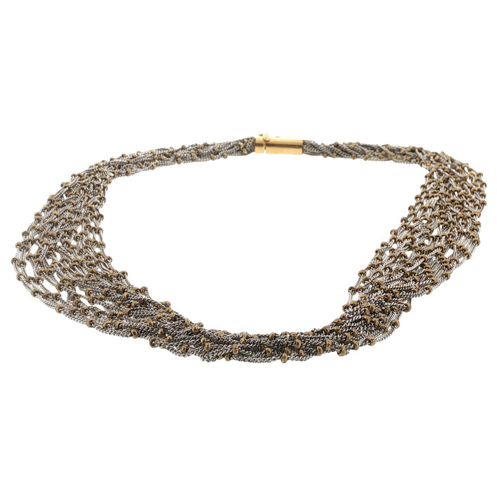Yvel 18 Karat Two Tone Gold Multi-Strand Necklace 15.5 Inches