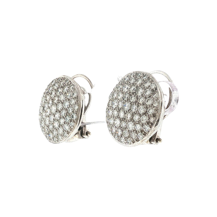 Pavé Diamond 18 Karat White Gold Disc Earclip Earrings Designed By Ivan & Co.