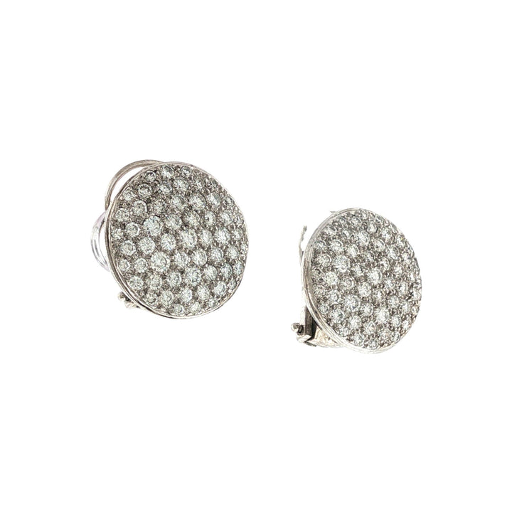 Pavé Diamond 18 Karat White Gold Disc Earclip Earrings Designed By Ivan & Co.