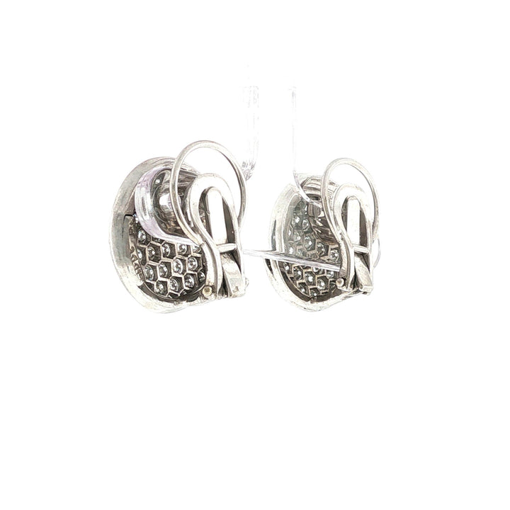 Pavé Diamond 18 Karat White Gold Disc Earclip Earrings Designed By Ivan & Co.