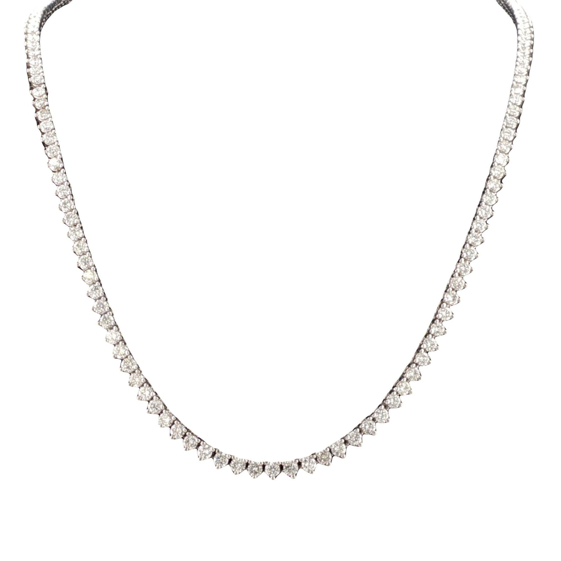 7.0 CTW Round Brilliant Diamond Platinum Vintage Tennis Necklace