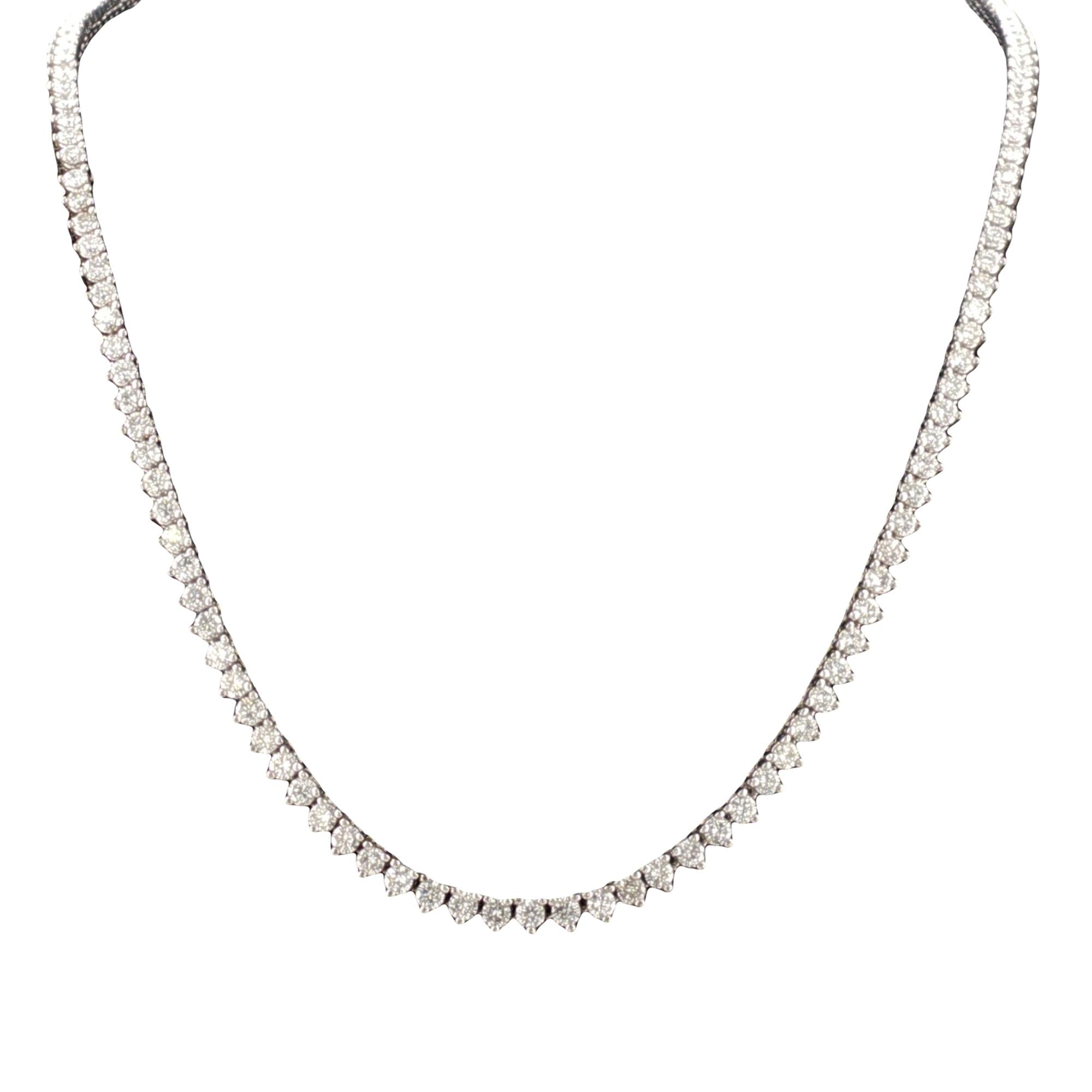 7.0 CTW Round Brilliant Diamond Platinum Vintage Tennis Necklace