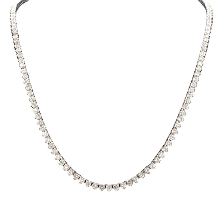 7.0 CTW Round Brilliant Diamond Platinum Vintage Tennis Necklace