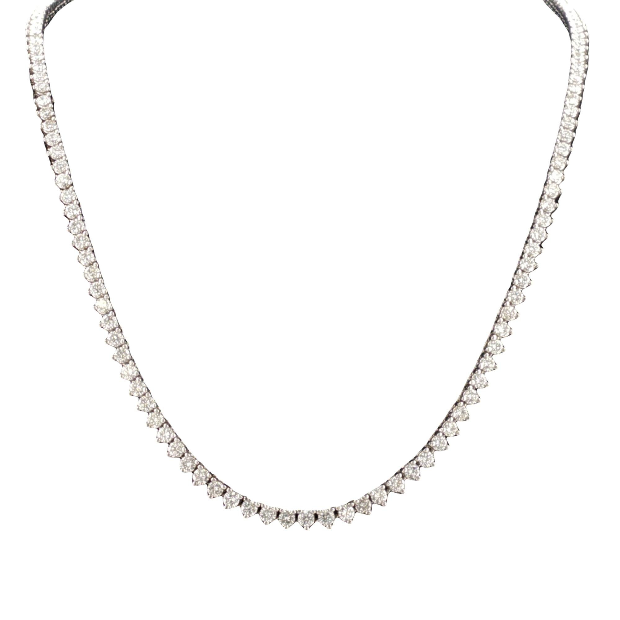 7.0 CTW Round Brilliant Diamond Platinum Vintage Tennis Necklace