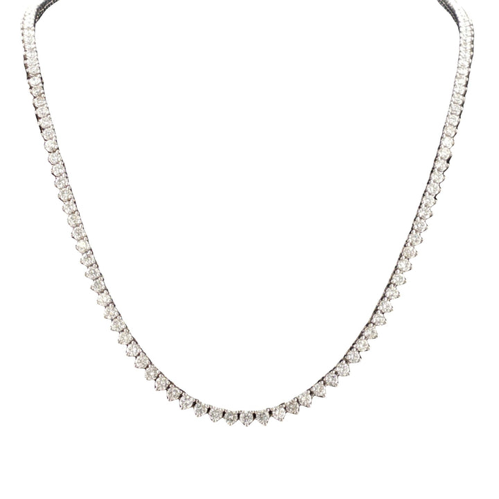 7.0 CTW Round Brilliant Diamond Platinum Vintage Tennis Necklace