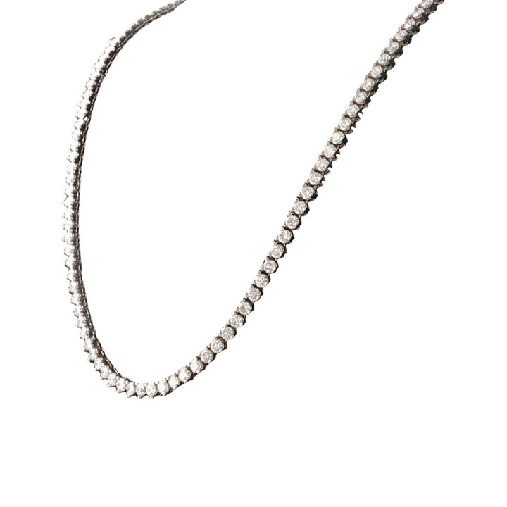 7.0 CTW Round Brilliant Diamond Platinum Vintage Tennis Necklace