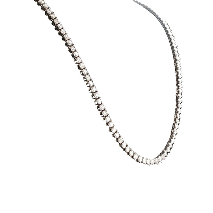 7.0 CTW Round Brilliant Diamond Platinum Vintage Tennis Necklace