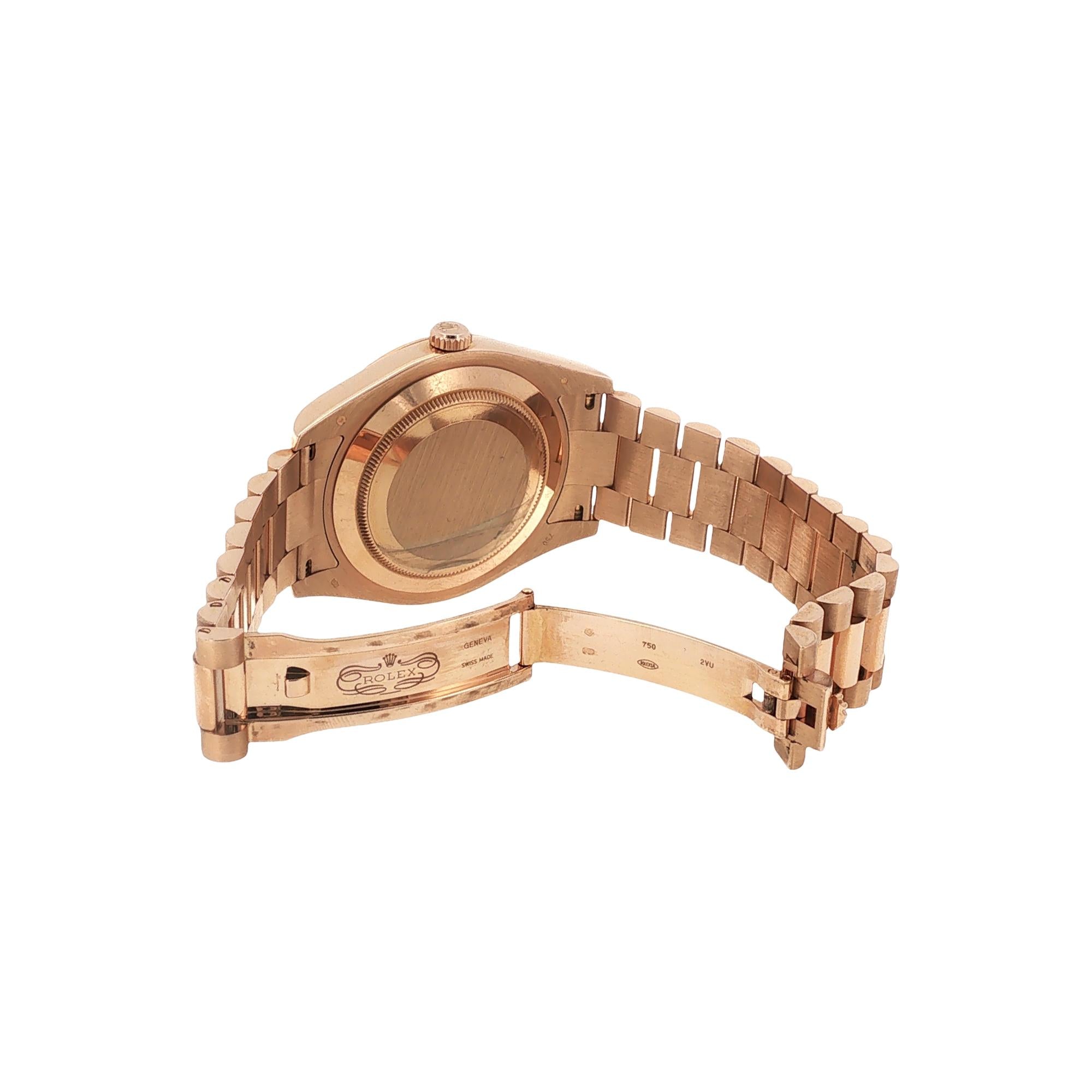 Rolex 18K Rose Gold Day Date II 41mm Chocolate Dial Watch Circa 2010