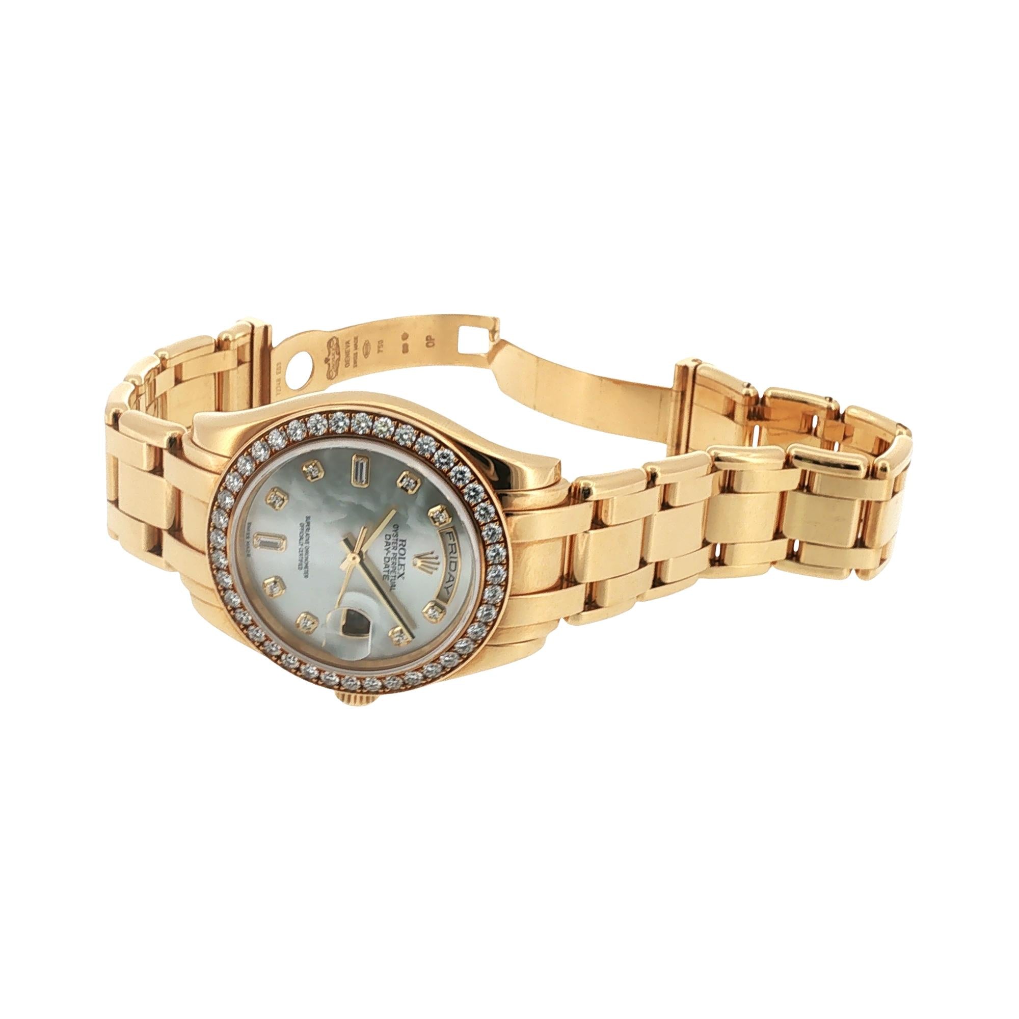 Rolex 39mm Day-Date Masterpiece Mother Of Pearl Diamond 18KYG Watch