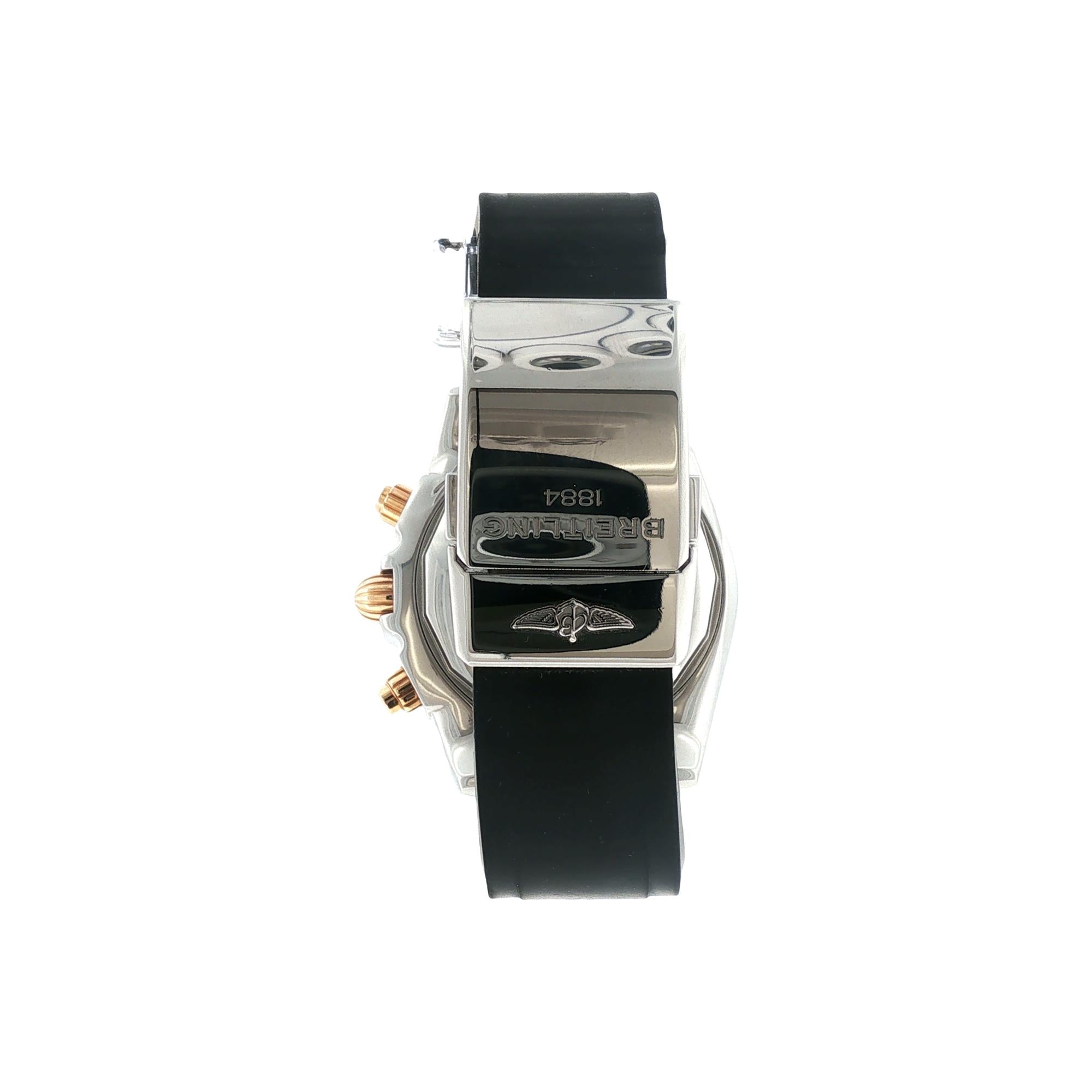 Breitling Chronomat 44 mm Black Dial Rubber Strap Automatic Watch SS/18KRG Case