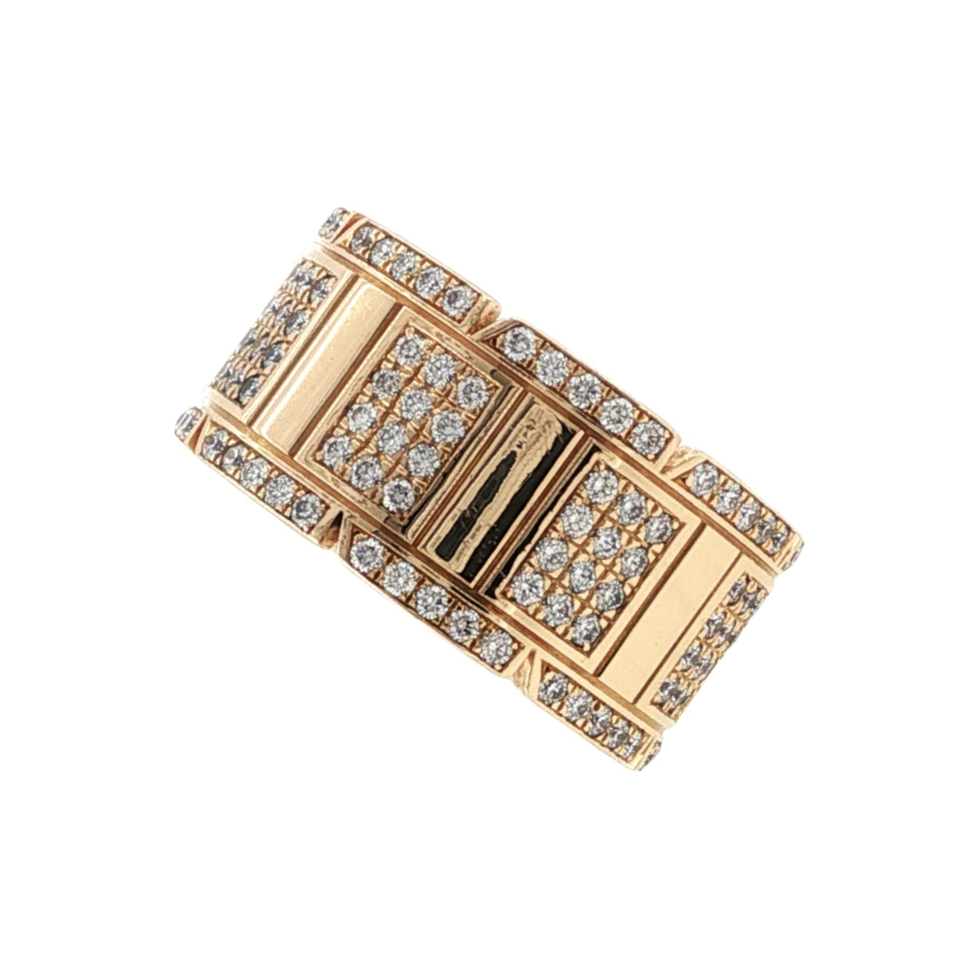 Diamond 18 Karat Yellow Gold Wide Band Ring Size 9.5