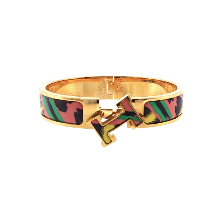 Hermès Multicolor Le Chat Carre Enamel Clic H Bracelet