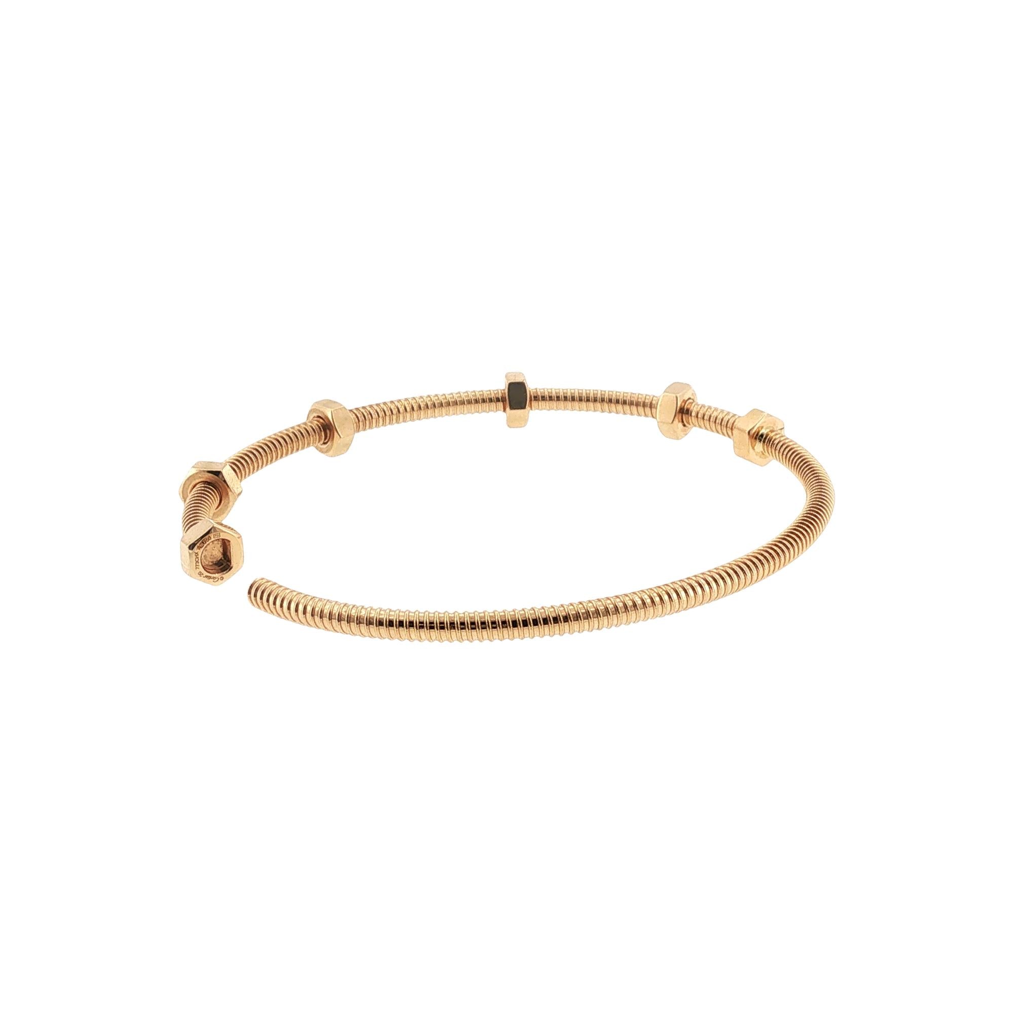 Cartier Écrou de Cartier 18 Karat Rose Gold Bracelet Size 20 Box & Papers