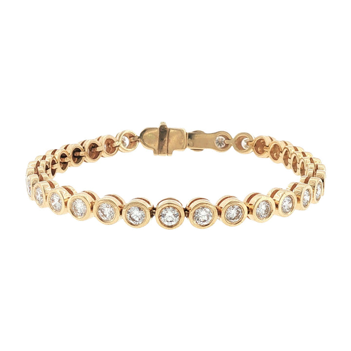 Bezel Set Round Brilliant-Cut Diamond 14 Karat Yellow Gold Line Bracelet