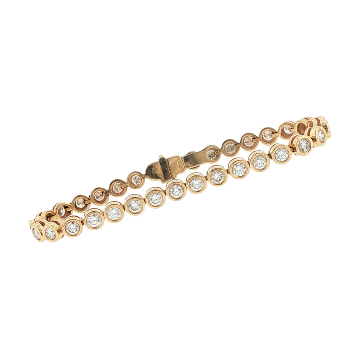 Bezel Set Round Brilliant-Cut Diamond 14 Karat Yellow Gold Line Bracelet