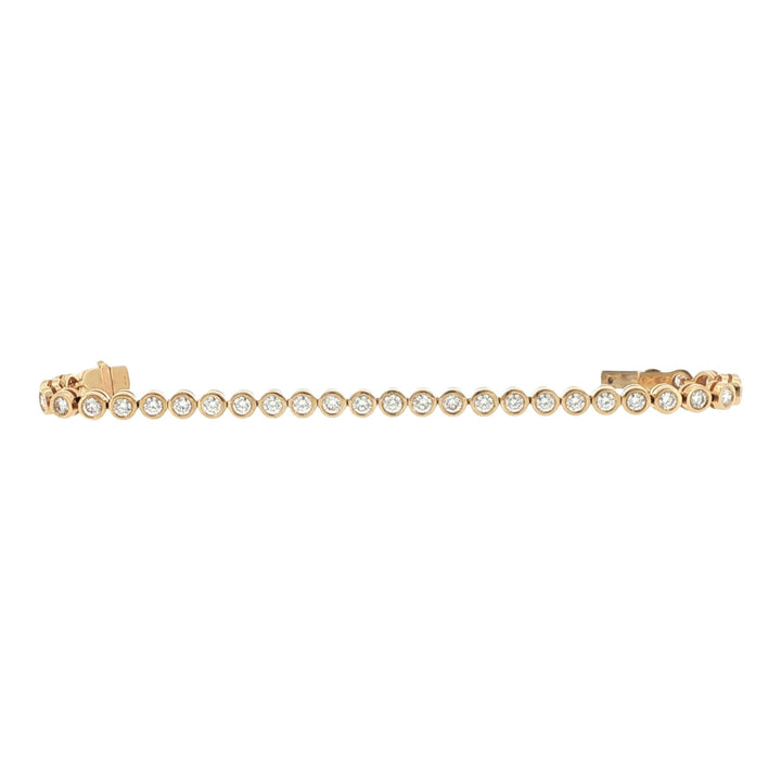 Bezel Set Round Brilliant-Cut Diamond 14 Karat Yellow Gold Line Bracelet