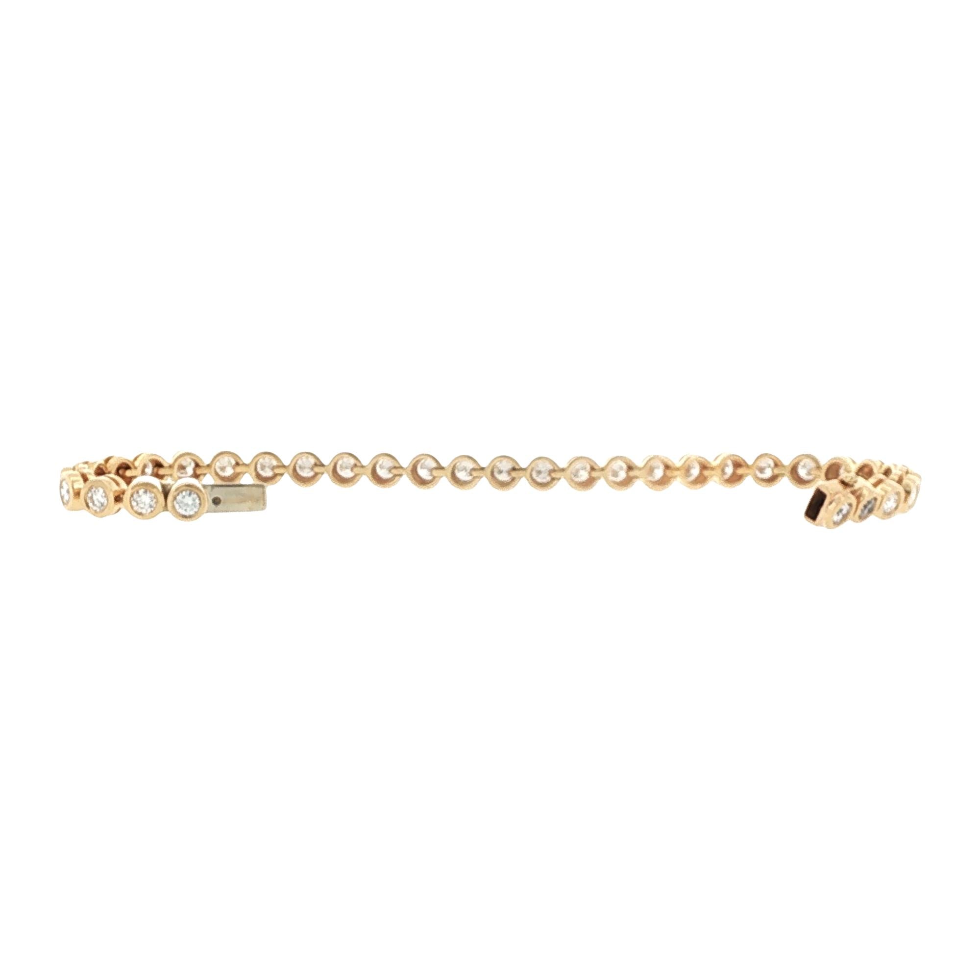 Bezel Set Round Brilliant-Cut Diamond 14 Karat Yellow Gold Line Bracelet