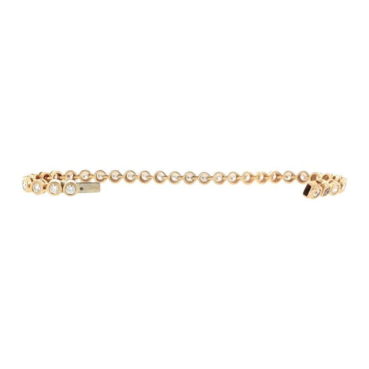 Bezel Set Round Brilliant-Cut Diamond 14 Karat Yellow Gold Line Bracelet