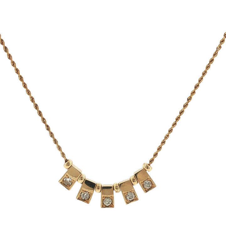Diamond Rectangular Station Drop Dangle Link 18 Inch Necklace