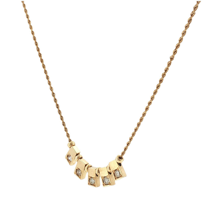 Diamond Rectangular Station Drop Dangle Link 18 Inch Necklace