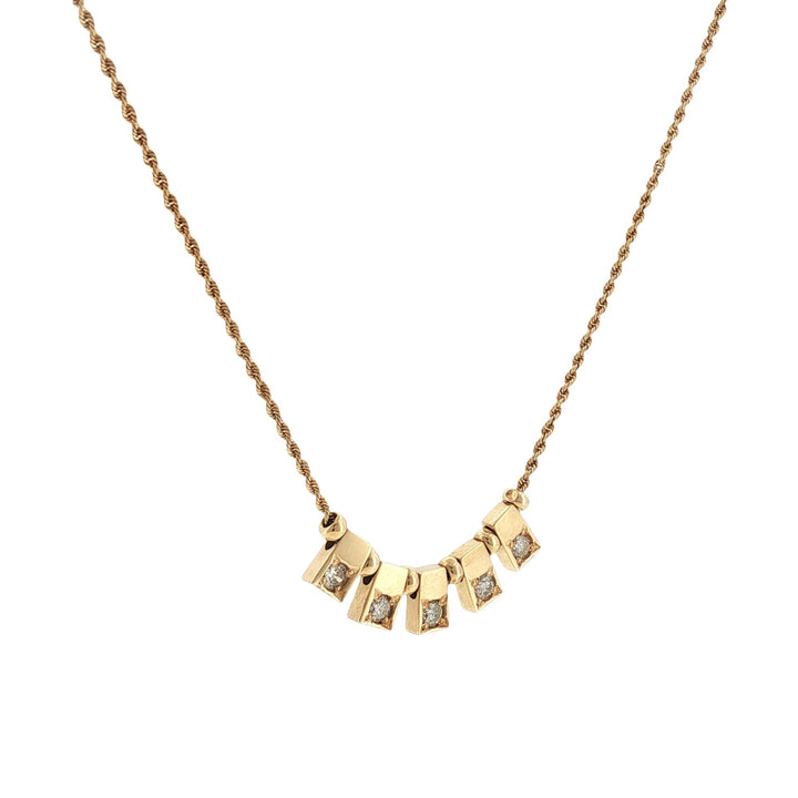 Diamond Rectangular Station Drop Dangle Link 18 Inch Necklace