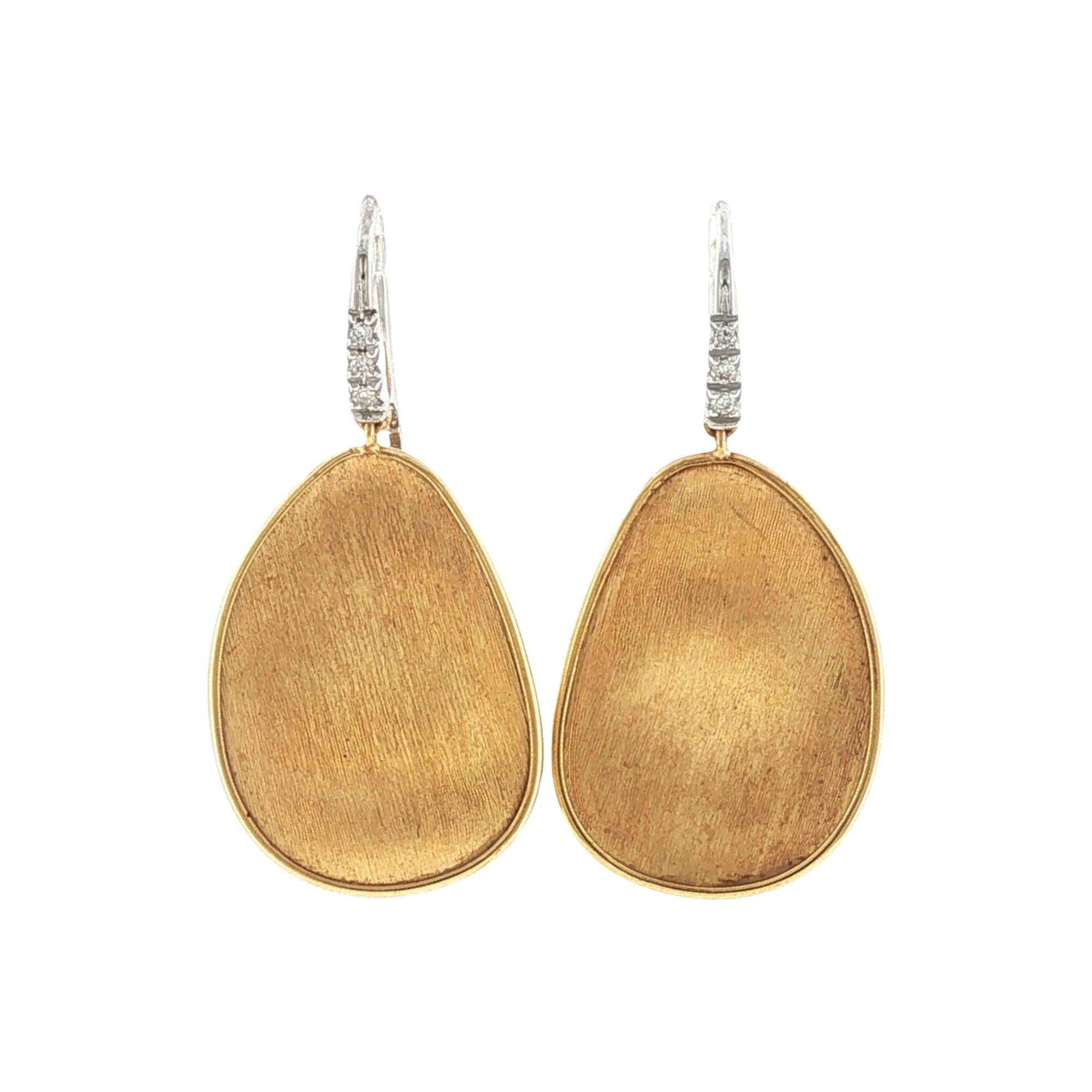 Marco Bicego Lunaria Drop Diamond 18 Karat Yellow Gold Earrings