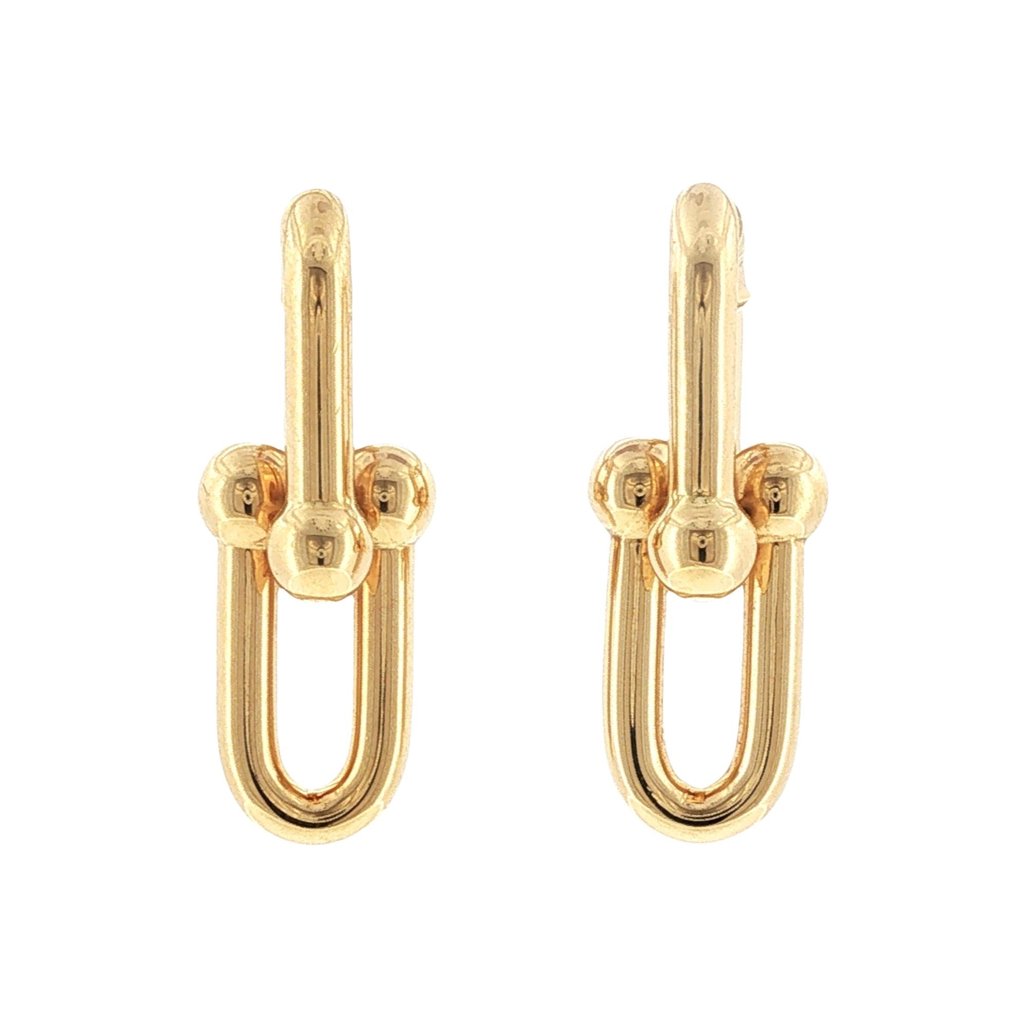Tiffany & Company Hardware 18 Karat Yellow Gold Medium Link Drop Earrings
