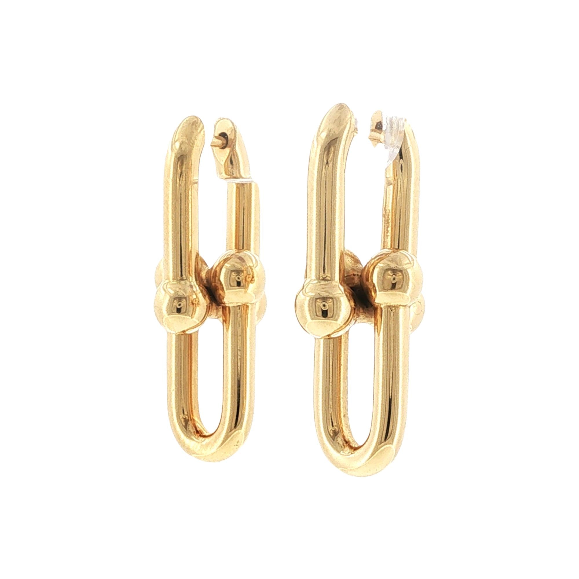 Tiffany & Company Hardware 18 Karat Yellow Gold Medium Link Drop Earrings